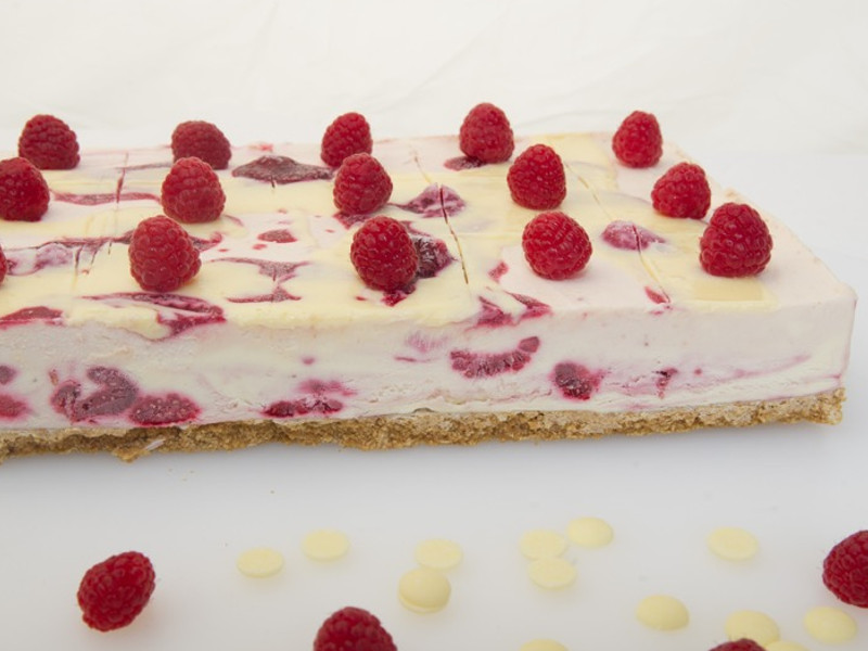 White Chocolate Raspberry Cheesecake Slab